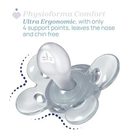 Chicco PhysioForma Comfort, Chupete 16-36 Meses, 2 Piezas, Chupetes con Tetina de Silicona, Ayuda a la Respiración Fisiológica, Favorece el Desarrollo Correcto de la Boca, Colores Surtidos, Rosa Claro