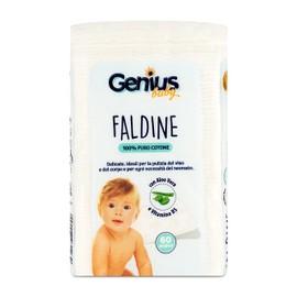 Genius Baby Flaps with Aloe Vera and Vitamin B5 - 100% Pure Cotton - Soothing, Moisturising and Soothing, Pack of 60