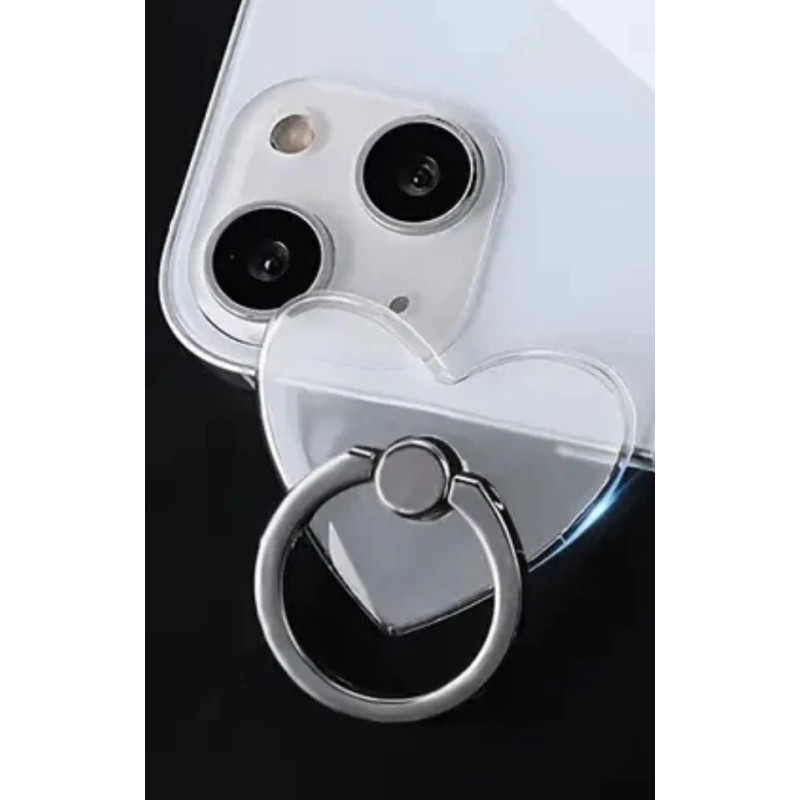 Clear Phone Ring Holder, Diamond Finger Grip Stand (Heart Shape)