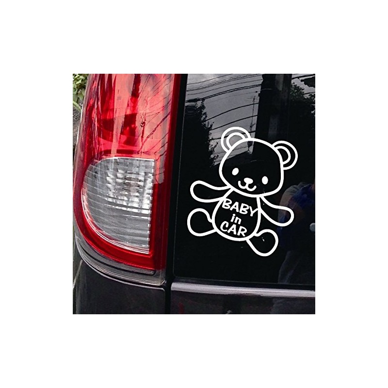 nc-smile BABY IN CAR Sticker Bear (White)