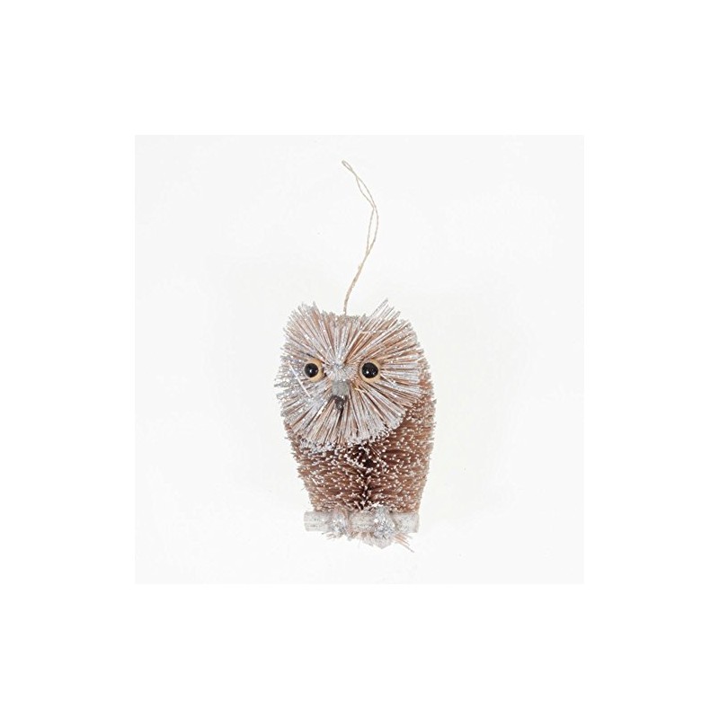 Gisela Graham Bristle Owl Christmas Tree Decoration