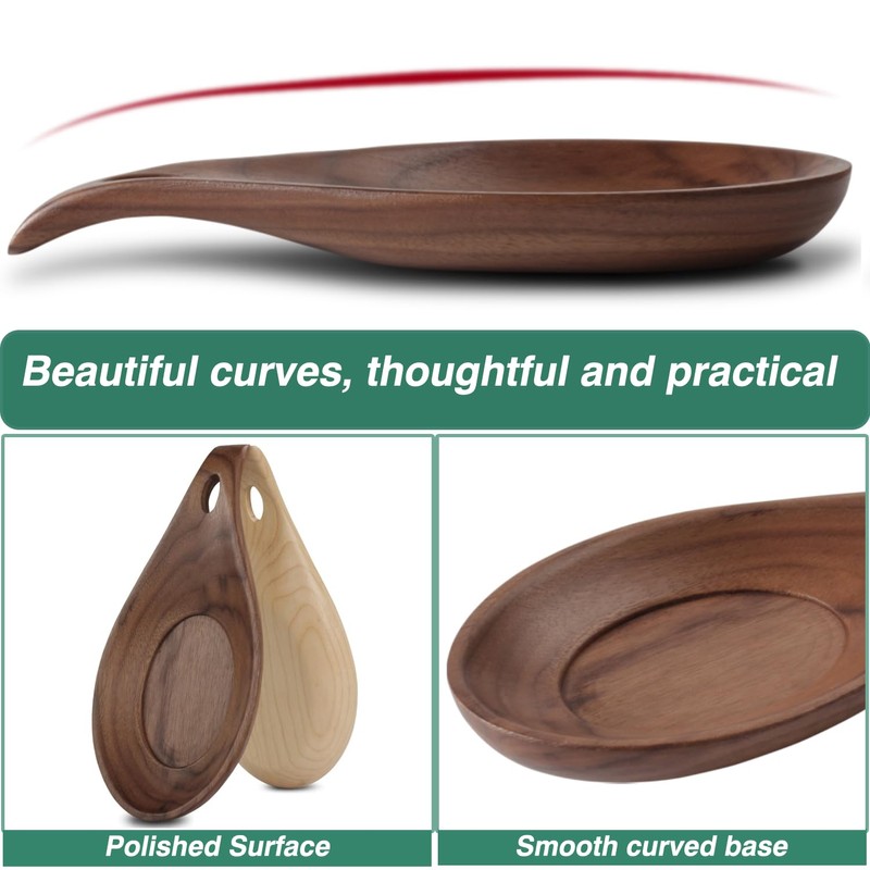 Spoon Rest Non-Slip Spoon Holder, Wooden Spoon Rest, Kitchen Accessories