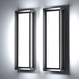 Sytmhoe LED Square Outdoor Wall Lights 2 Packs, 16inch 6000K 10%-100% Dimmable Exterior Wall Light Aluminum Body Waterproof IP65 led Porch Light for House Patio Garage Garden