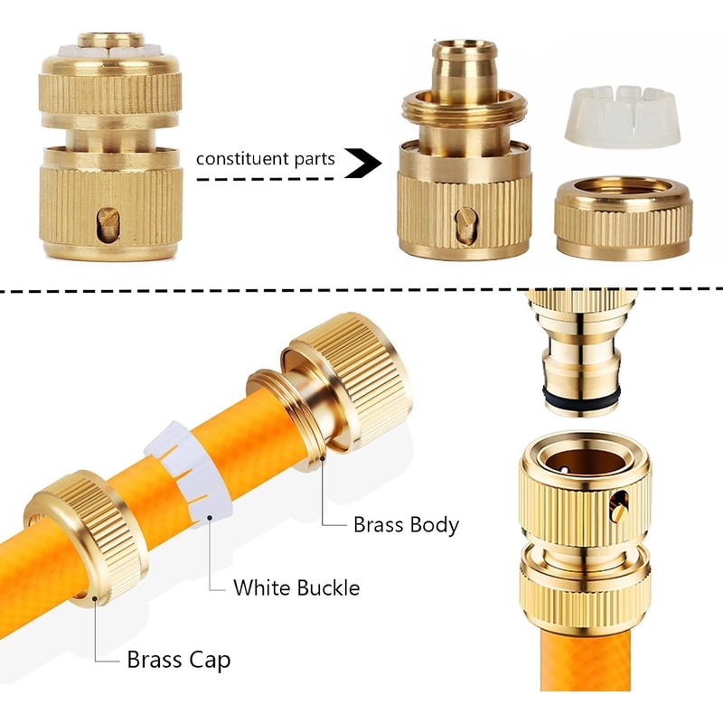 Hydrogarden Garden Hose Fitting Set,Universal Kitchen Mixer Tap Hose Connector