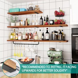 WELDUN Pack of 2 Shelf Brackets, Shelf Brackets, 15 cm, Heavy Duty Shelf Brackets for Wall Mounting, Load Capacity 70 kg, Black