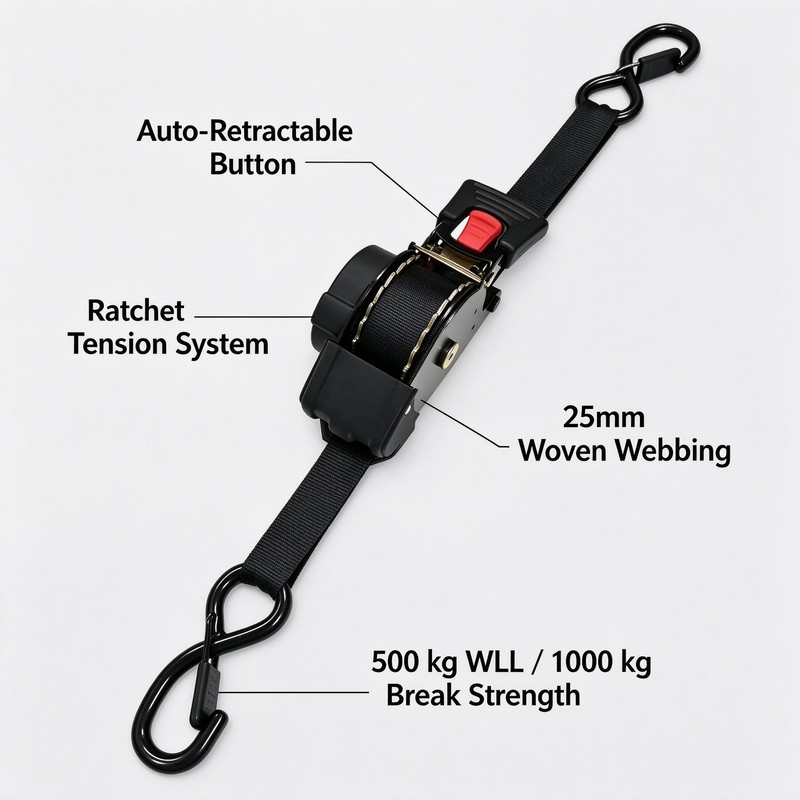 Retractable Cargo Strap for Cars – Automatic Tensioner for Luggage