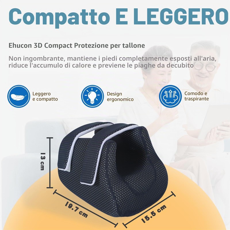 Ehucon Protezione per tallone 3D per piaghe da decubito, cuscino