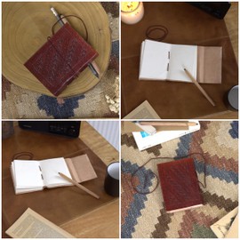 Gusti Leder nature "Mary-Ann Genuine Leather Notebook B7 Journal Diary Sketchbook Everyday Uni College Book Vintage Elephant P30