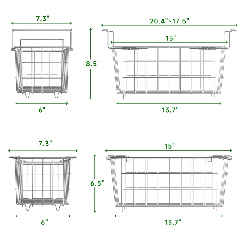 SUZLON 3Pack Adjustable Freezer Organizer Bins - Stackable & Hanging