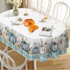 Oval Fall Tablecloth,Thanksgiving Fall Harvest Pumpkin Table cloth,Blue and White