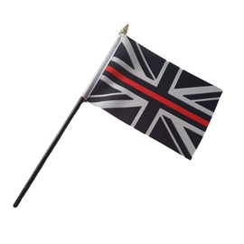 Thin Red Line Union Jack 6" x 4" Hand waving Flag