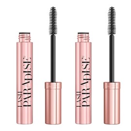 LOreal Paris Maquillaje Voluminoso Lash Paradise Impermeable Mascara, Negro más negro, 0.25 fl. oz., Washable Blackest Black, 2 unidades              
