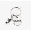 TRACK Round Pewter Pendant Key Chain - Pewter Running Shoe