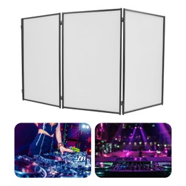 DUTTIETY DJ Foldable Facade DJ Facade Table Station Portable Event Booth with 4 Detachable Panels Black+White Metal Frame Projector Display Scrim Panel with Carry Bag-28x47inch