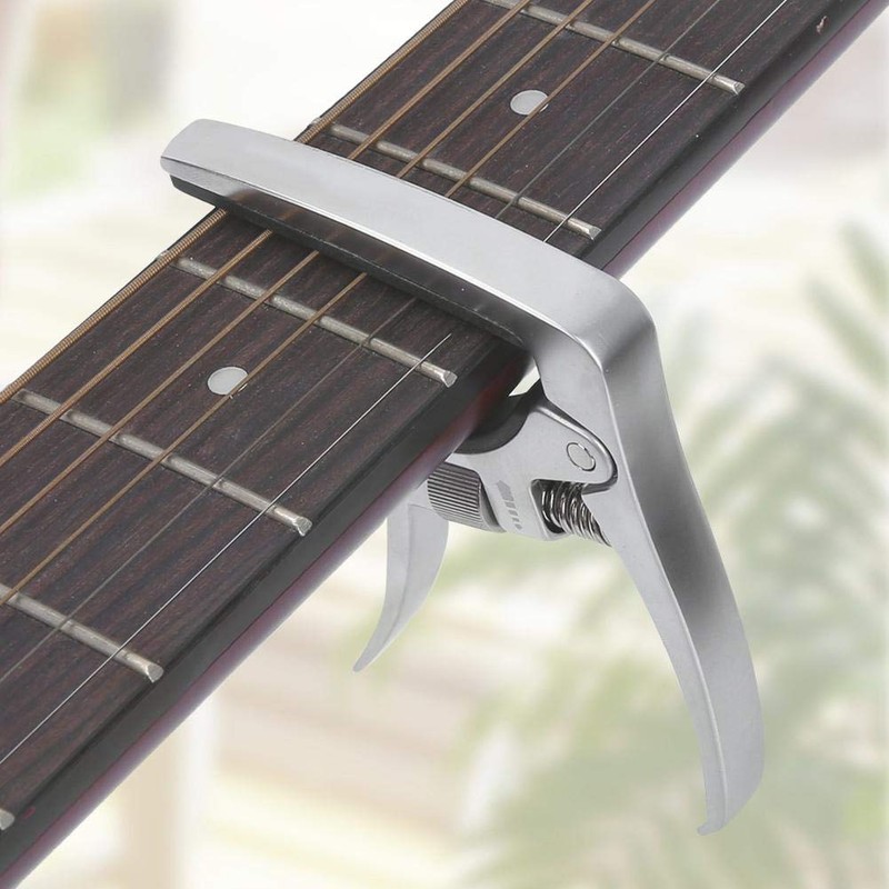 Capotasto Silver Guitar Capo, Adjustable Screw, Metal Capo, Durable, Rust