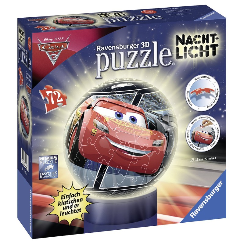 Ravensburger 3D Jigsaw Puzzle Ball with Night Light, Cars