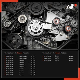 A-Premium Engine Serpentine Belt Drive Kit with Tensioner & Idler Pulley Compatible with Lexus GX460 2010-2018, LX570 & Toyota Land Cruiser, Sequoia, Tundra