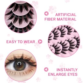 SIVZUMO 10 Pairs False Eyelashes Manga Lashes Natural Look Artificial Eyelashes Anime Fake Lashes Short Cosplay Lashes Faux Mink Spiky Wispy False Eyelashes