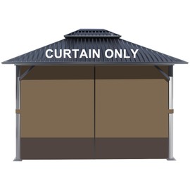BPS 10' x 10' Gazebo Privacy Curtains with Double Zipper, 4-Panels Side Wall Universal Gazebo Side Panels Replacement for Patio, Outdoor Canopy, Garden and Backyard (Curtain Only)