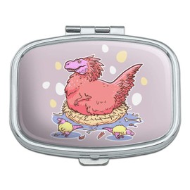 Feathered Tyrannosaurus Rex Dinosaur Nesting with Babies Rectangle Pill Case Trinket Gift Box