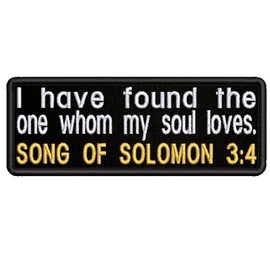 Song of Solomon 3:4 Bible Verse Embroidered Patch Iron-On/Sew-On Religious Scripture Jesus Christ Christian Bikers Badge Emblem Name Tag Gift Applique for Vest Jacket Jeans Bag Backpack Denim Clothing