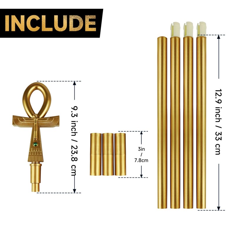 VZQI 64 in Handheld Staff Prop Egyptian Ankh Walking Scepter
