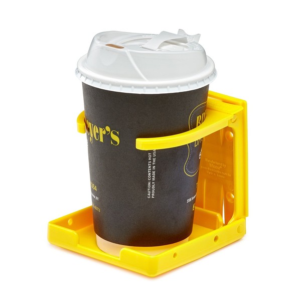 AdirMed Universal Drinking Cup Holder - for Any Kind of Strollers, Walkers, Bicycles, Wheelchairs, Rollator, Cane & Crutch (Yellow)