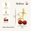 HOLINSE Cherry Bag Charm, Cherry Keychain,Initial Square Charm, 18K Gold