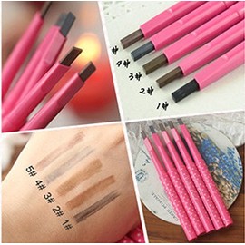 Maxdona Waterproof Retractable Long Lasting Eyebrow Eye Brow Pink Case Chalk Pen Pencil DARK BROWN Number 5