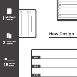 ALEZEL Weekly Dry Erase Board for Fridge, Magnetic Meal Planner Whiteboard Set - Includes Weekly Calendar for Refrigerator & 2 to Do List White Boards, 3 Markers + Eraser