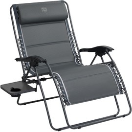 TIMBER RIDGE Oversized Zero Gravity Chair, 33In Wide XXL Zero Gravity Reclining Chair with Side Table, Full Padded Lounge Chair for Outdoor Camping Patio Lawn, Heavy Duty Supports 500lbs, Grey-1 Pack