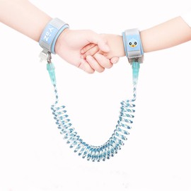 Eidyer Anti Lost Safety Wrist Link Belt, Children Harness Belt Safety Adjustable 1.5M/4.92ft Baby Toddler Reins Safety Strap Leash Walking Hand Belt Elastic Wire Rope Fluorescent and Security Lock