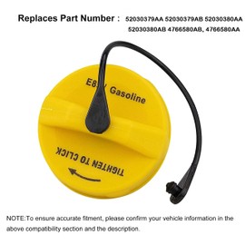 E85 Fuel Tank Filler Cap, Gas Cap for Chrysler Dodge Jeep - Fits 2011-2019 Journey, 2014-2017 Cherokee, 2011-2013 Grand Cherokee, 2008-2019 Grand Caravan and More - Replaces 52030379AB, 52030380AB, 4766580AB