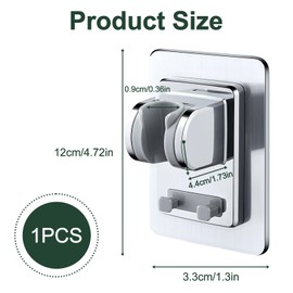 meukcez Duschkopfhalterung Ohne Bohren, Duschhalterung Handbrause Halterung Ohne Bohren, Verstellbar Duschkopfhalterung, mit Starkem Klebepad, Kompatibel mit Allen Handbrausen, Tragkraft 14 KG Galvanisiert