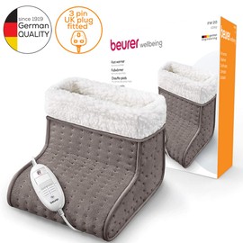 Beurer FW20UK Cosy Foot Warmer - Taupe | Electric foot warmer for cold feet | 3 temperature settings | Cosy teddy fleece lining | Soft and breathable | Suitable up to shoe size 12.5 | Washable lining