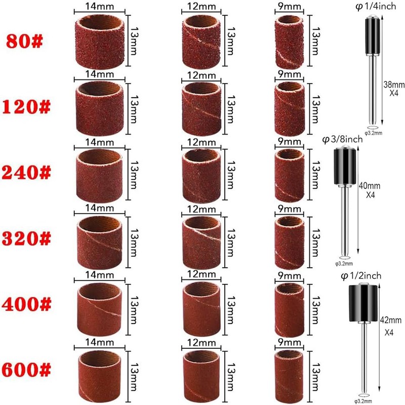 Drum Sander Set, 337 Pieces Sanding Drums kit with 1/8