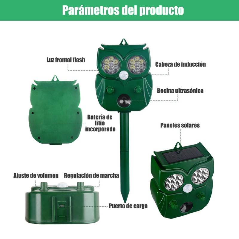 Talkcute Repelente de Animales Ultrasónico Solar, Modos de Ondas, Sensor