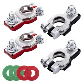 ZIMISI Battery Terminal Connector, Corrosion Resistant Top Post Battery Terminal Clamps with 4 Washers, Universal Positive & Negative Auto Cable Terminals Adapter for SUVs, Motorcycles (2 Pairs)