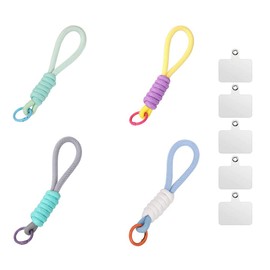 [Bombinate] 4 Phone Straps + 5 Tag Patches, Compatible with Smartphones, Polyester, No Gemstones Moonstone