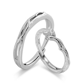 Meissa Einzigartiges Paar-Ring-Set für Herren und Damen, 925 Sterling Silber Zierlicher Blätterringe passende Versprechensringe größenverstellbarer Brautschmuck, Set aus zwei Ringen