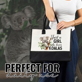 InnoBeta Koala Gifts for Women, Canvas Tote Bag, Tote with Top Zipper Closure, and Shoulder Strap