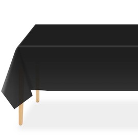 QIKSION Black Plastic Table Cloth Disposable 2 Pack, 54 x 108 Inch Tablecloths for Party, Graduation, Halloween Decorations, Rectangle Table Cover