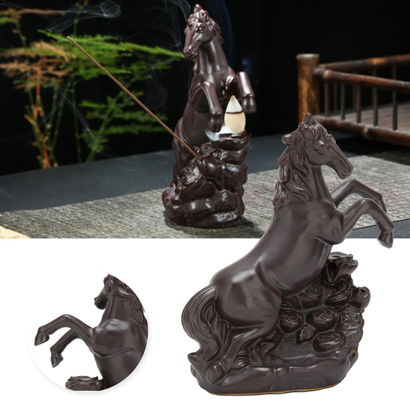Running Horse Incense Burner Backflow Incense Holder Ornament for Bedroom
