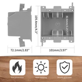 HUIXHAO 2 Gang Electrical Box Plastic,25 Cubic Inch Junction Old Work Box,Grey, ETL Listed and Fire Rated for 2 Hours, for Home Improvement (1 Pack)