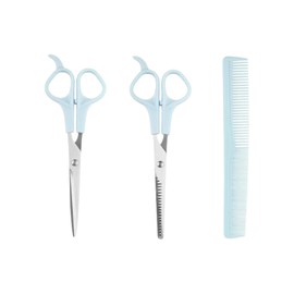 Hair Cutting Set, Self-Cutting Scissors, Set of 3, Hair Cutting Clippers, Sharp Hairstyle, Sharp, Comfortable, Maintenance, Thinning Cut, Straight, Straight, Straight, Hair Style Comb, For Home Use