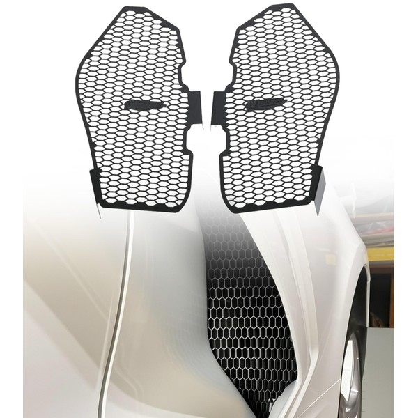 NUBEHONE Black Aluminum C8 Side Intake Grille Guard Mesh Fit