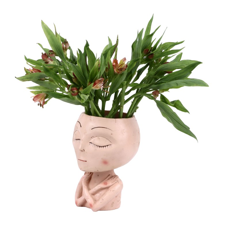 Face Head Planter Succulent Plant Flower Pot Resin Container Face