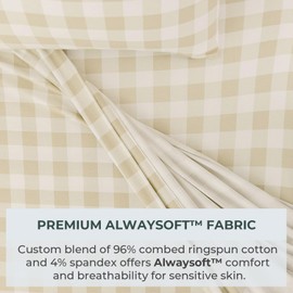 Pobi Baby - Premium Twin Fitted Sheet, Flat Sheet with Pillow case - Ultra-Soft Cotton Blend, Stylish Woodland Pattern, Deep Pockets - Twins Sheets - 3 PC (Gingham Khaki)