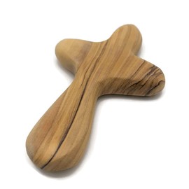Olive Wood Comfort Crosses from Bethlehem Israel, 4 Inch Cross, Pocket Holding Crosses for Kids and Adults, Baptism Communion Party Favors, Holy Land Crosses Wood Prayer Cross (4" One Cross)