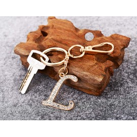 AlphaAcc Keychain for Women Purse Charms for Handbags Crystal Alphabet Initial Letter Pendant with Key Ring,Letter L